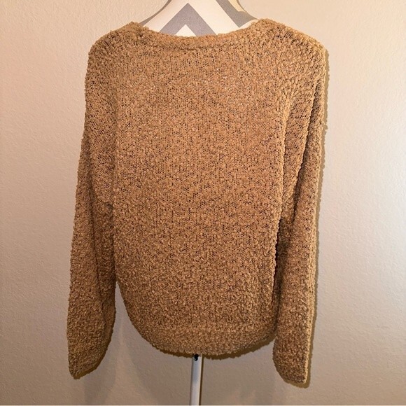 NWT Social Standard Sanctuary Tan Camel Solid Cropped Popcorn V Cardigan Large - Picture 8 of 13